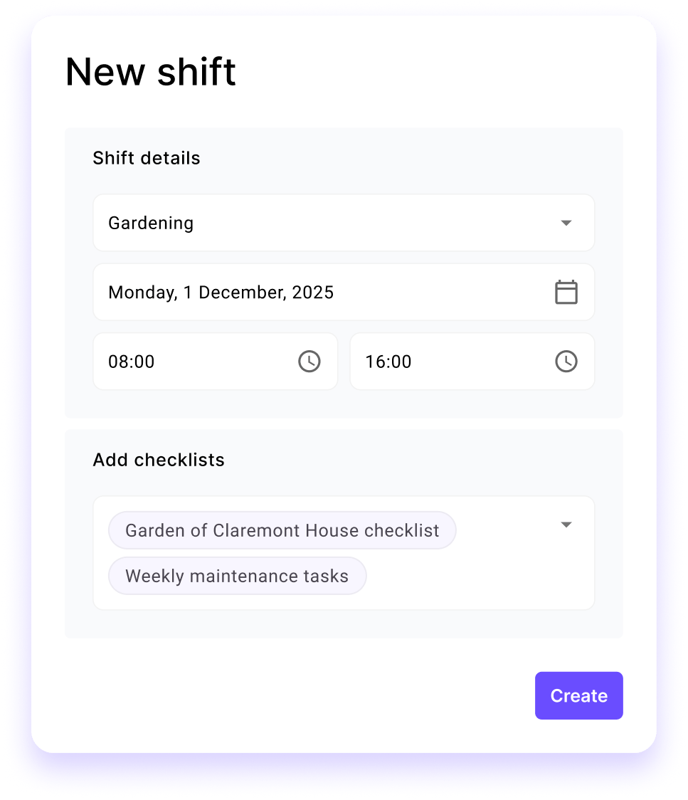 Add checklists to the shift